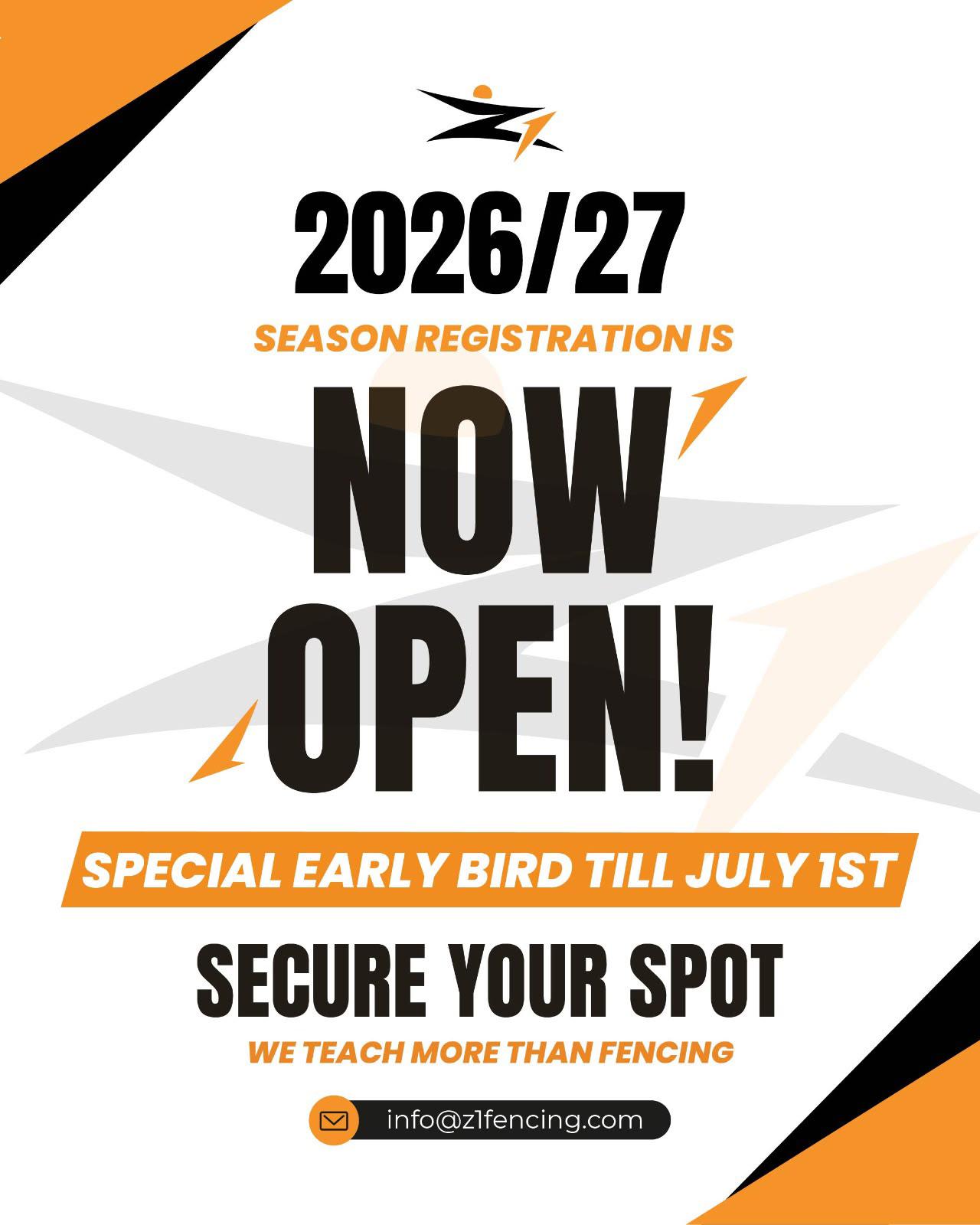 2026/27 Season Registration Now Open — Early Bird till July 1st
